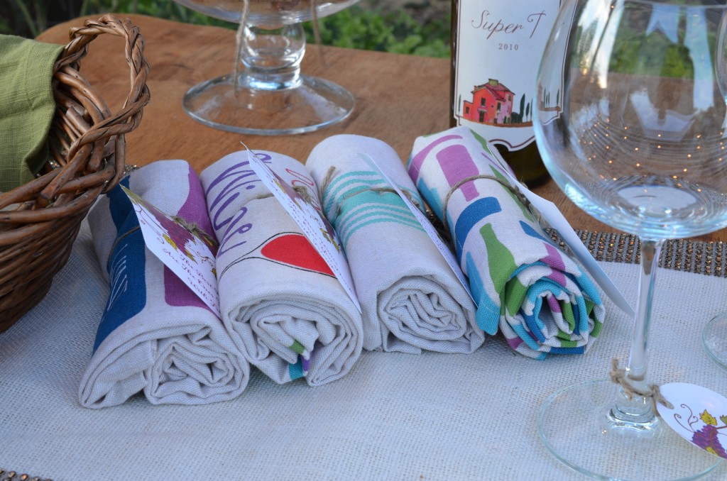 wine and cheese party towel favors