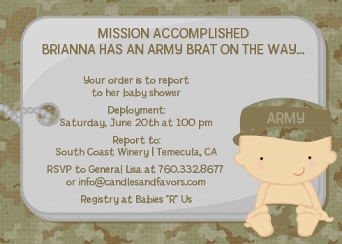 Camo Military Baby Shower Invitation 