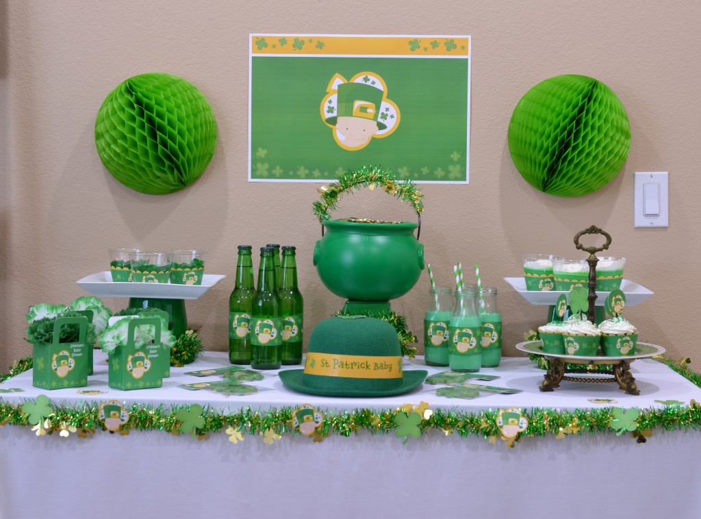 st patricks baby shower full table