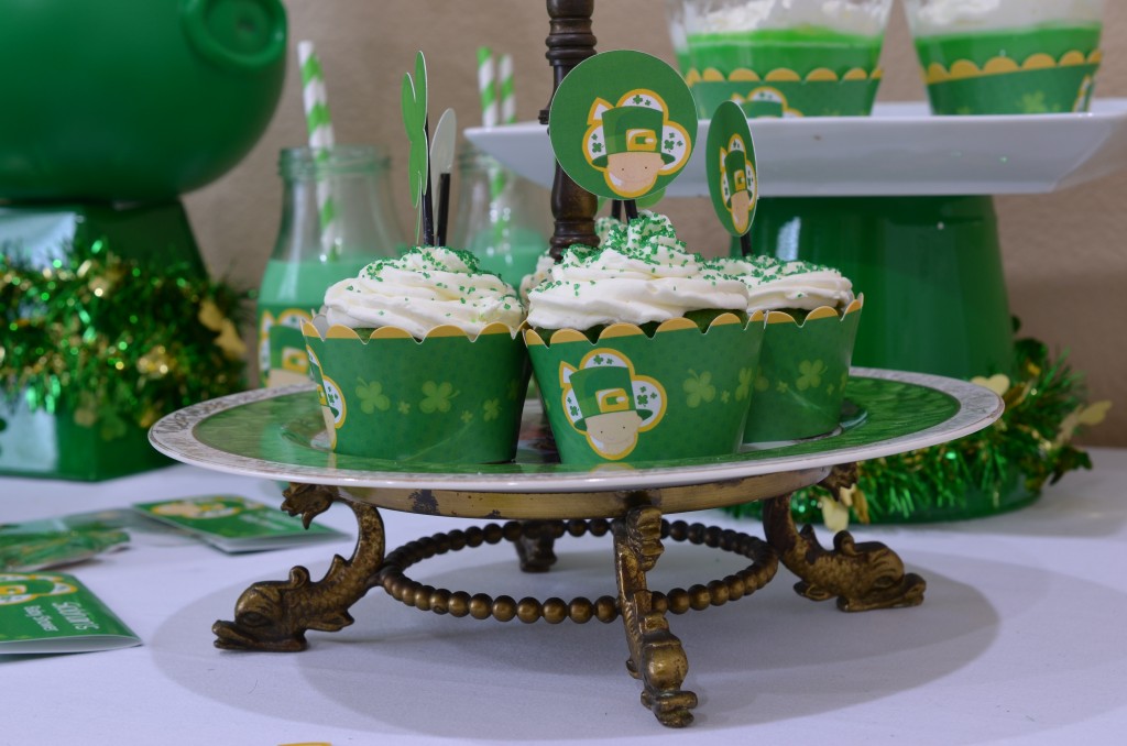 st patricks baby shower upclose of cupcake wrappers