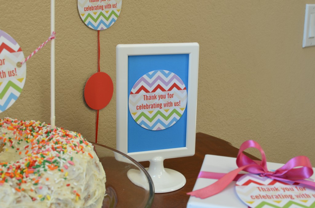 table confetti on a solid color in a frame