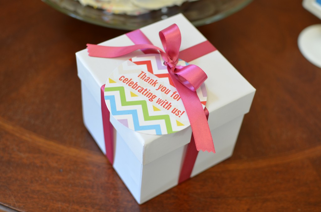 table confetti used as a gift tag