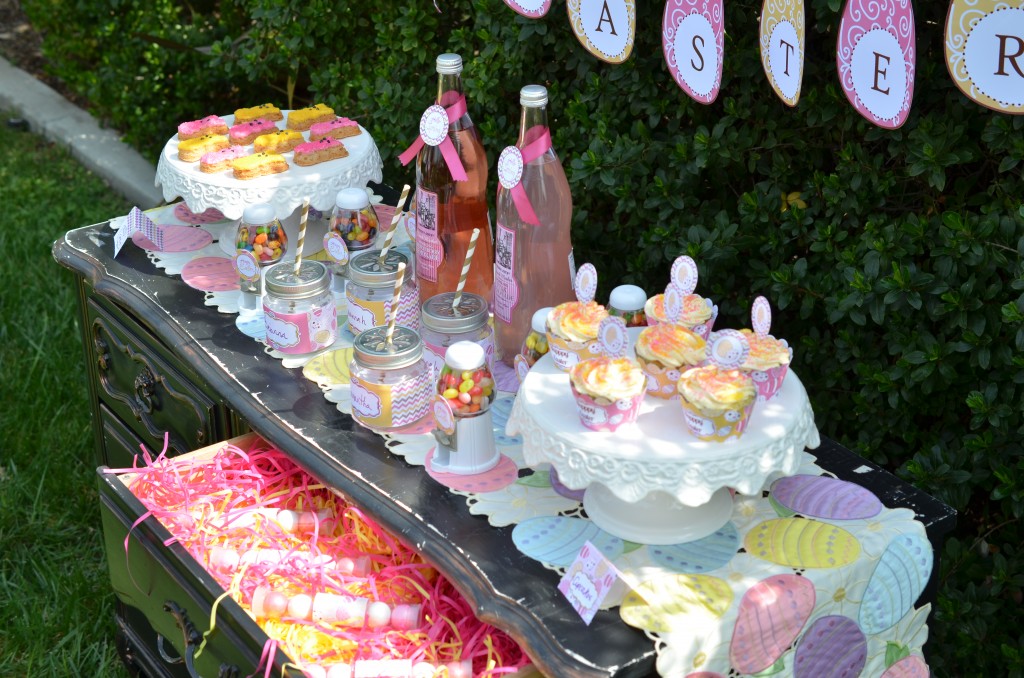 easter party food and favor table