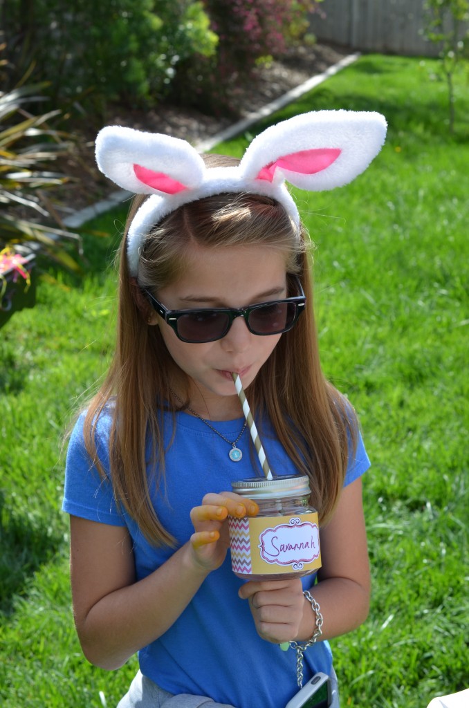 easter party pink lemonade mason jars