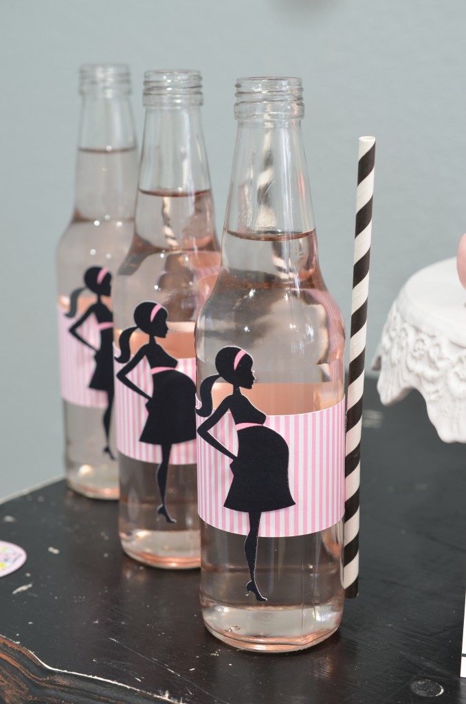 Ready To Pop Baby Shower Pink Soda POP with silhouette mommy and straw