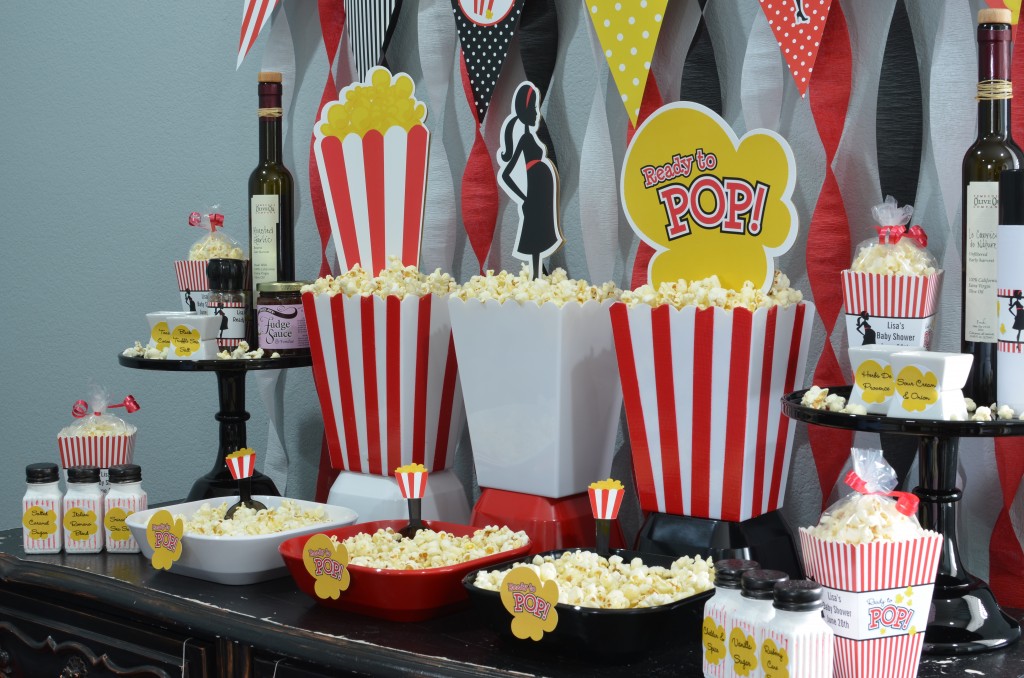 Ready To Pop Baby Shower Red - cut out used as popcorn box decor