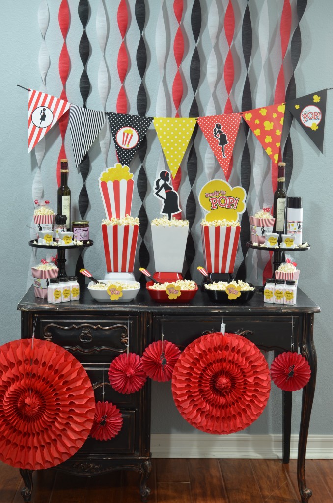 Ready To Pop Baby Shower Red - full display of party