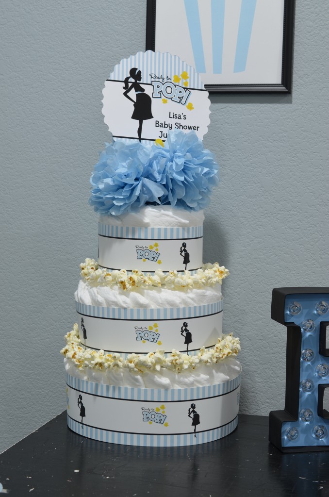 Ready To Pop Blue Diaper Cake