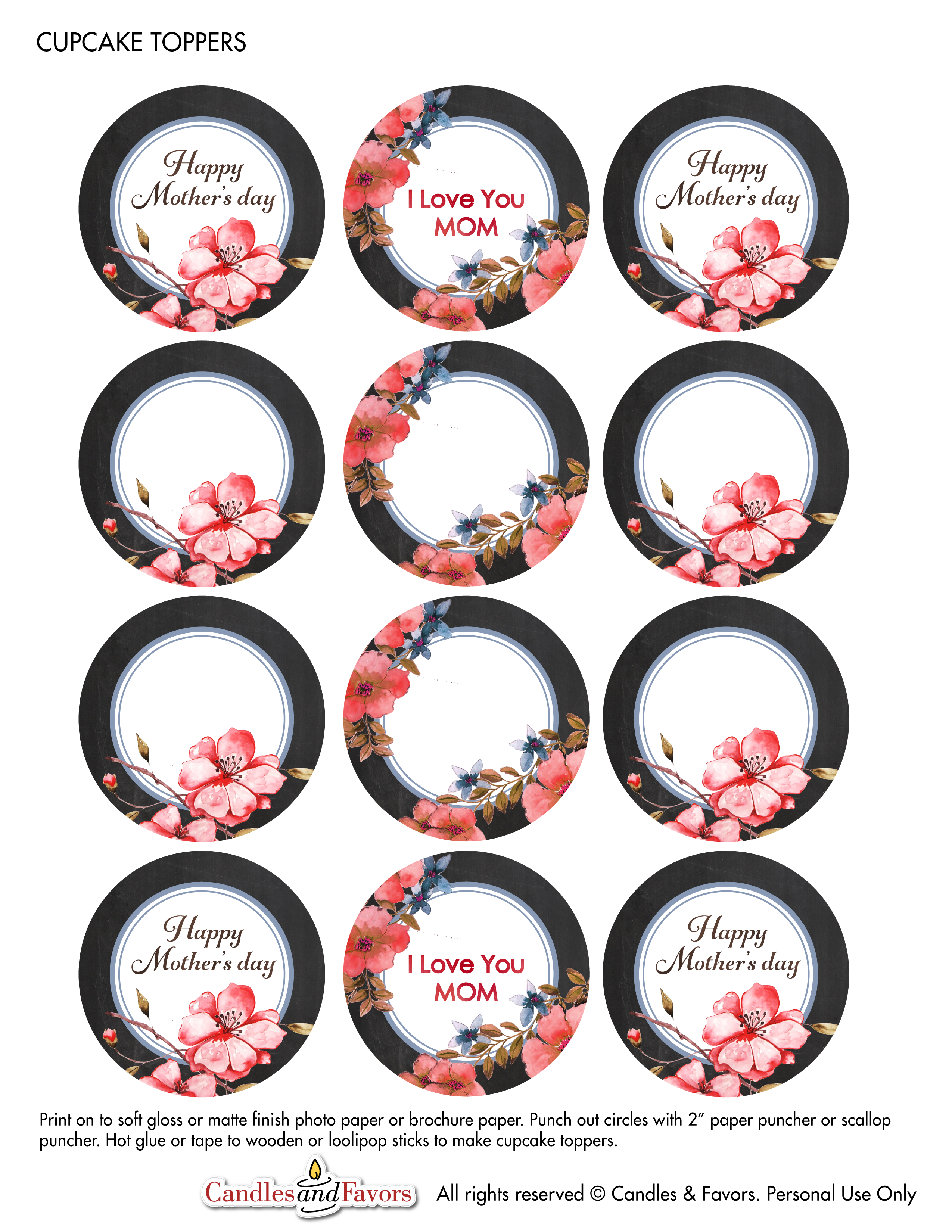 Free Mother s Day Printable Set Candles And Favors