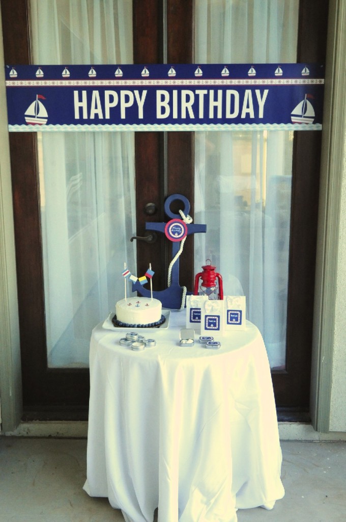 Nautical Birthday Party Banner and favor table