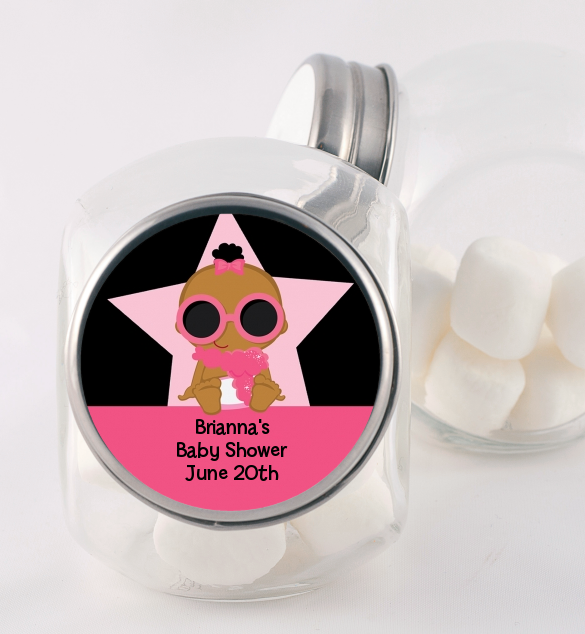 A Star Is Born Hollywood Black|Pink - Personalized Baby Shower Candy Jar African American