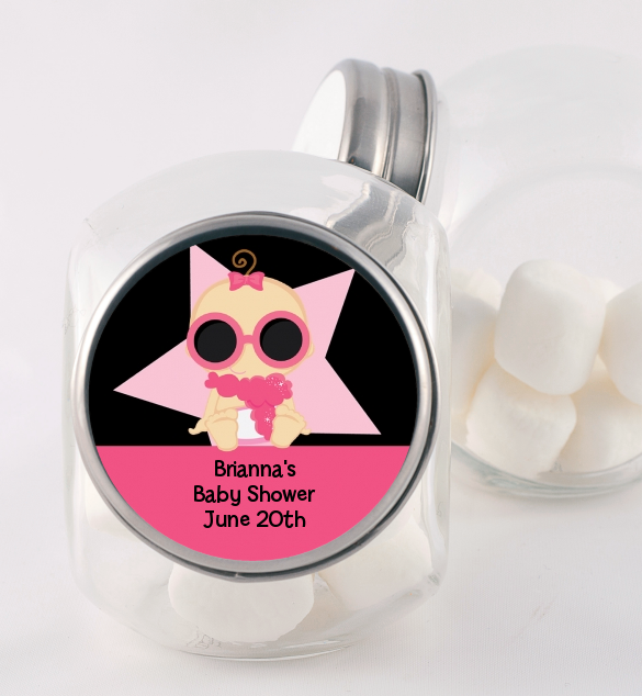  A Star Is Born Hollywood Black|Pink - Personalized Baby Shower Candy Jar African American