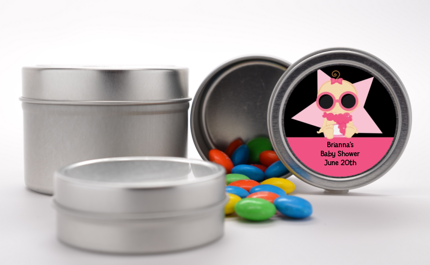  A Star Is Born Hollywood Black|Pink - Custom Baby Shower Favor Tins African American