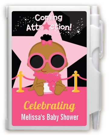  A Star Is Born Hollywood Black|Pink - Baby Shower Personalized Notebook Favor Blonde Hair
