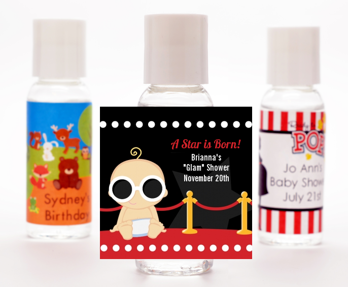  A Star Is Born Hollywood &reg; - Personalized Baby Shower Hand Sanitizers Favors Caucasian