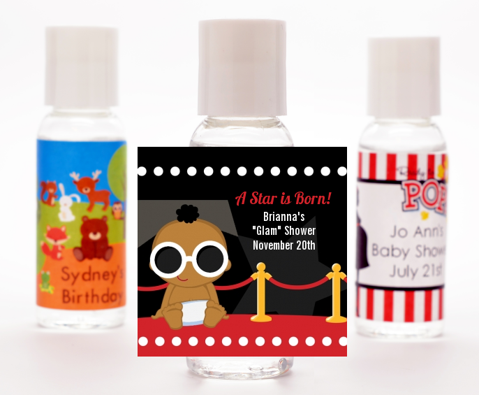  A Star Is Born Hollywood &reg; - Personalized Baby Shower Hand Sanitizers Favors Caucasian