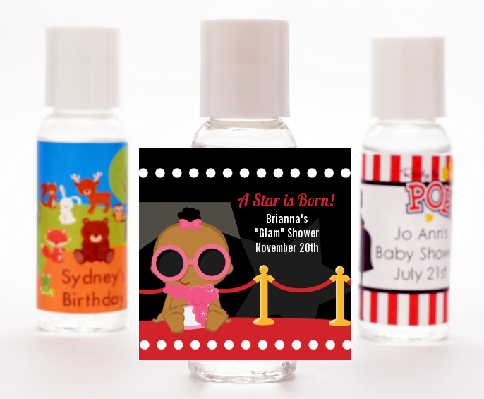  A Star Is Born Hollywood &reg; - Personalized Baby Shower Hand Sanitizers Favors Caucasian