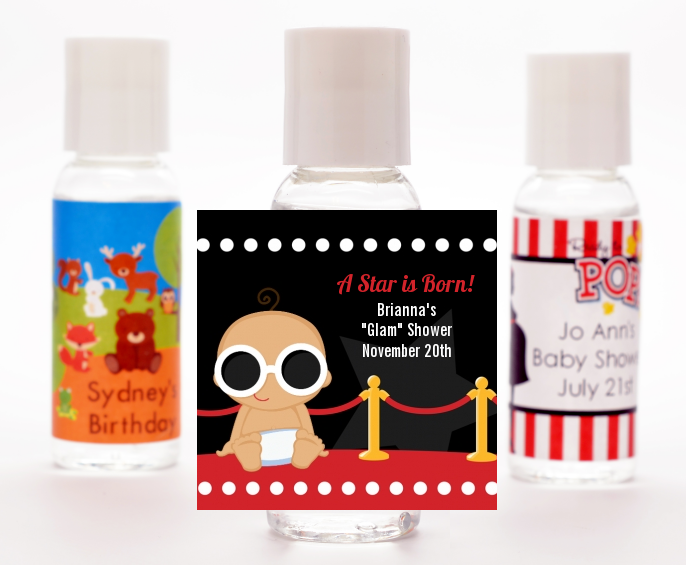  A Star Is Born Hollywood &reg; - Personalized Baby Shower Hand Sanitizers Favors Caucasian
