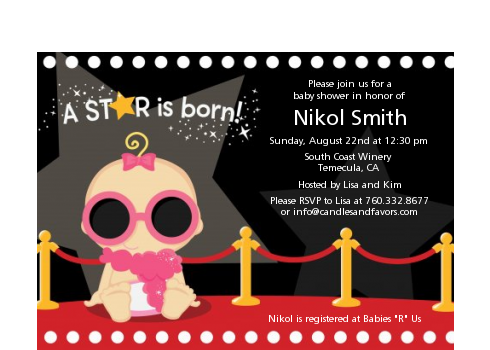  A Star Is Born!® Hollywood - Baby Shower Petite Invitations African American Boy