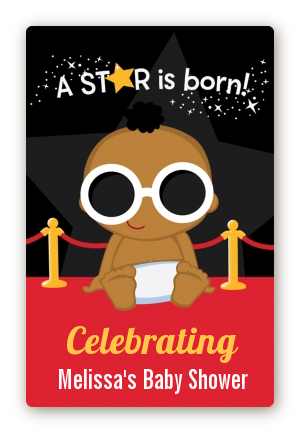  A Star Is Born!® Hollywood - Custom Large Rectangle Baby Shower Sticker/Labels Caucasian Boy