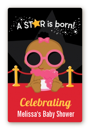  A Star Is Born!® Hollywood - Custom Large Rectangle Baby Shower Sticker/Labels Caucasian Boy