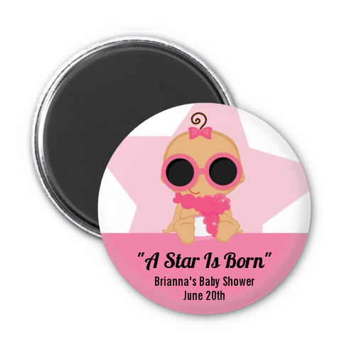  A Star Is Born Hollywood White|Pink - Personalized Baby Shower Magnet Favors Blonde Hair