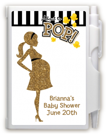  About To Pop Gold Glitter - Baby Shower Personalized Notebook Favor Option 1