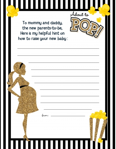 About To Pop Gold Glitter - Baby Shower Notes of Advice