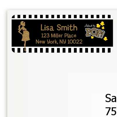  About To Pop Gold Glitter - Baby Shower Return Address Labels Option 1