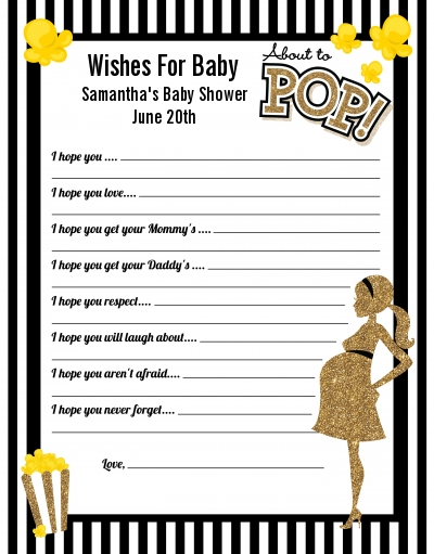 About To Pop Gold Glitter - Baby Shower Wishes For Baby Card