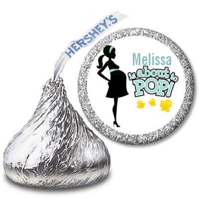 About To Pop Mommy - Hershey Kiss Baby Shower Sticker Labels