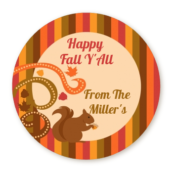  Acorn Harvest Fall Theme - Round Personalized Halloween Sticker Labels 