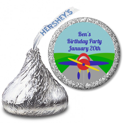 Airplane - Hershey Kiss Birthday Party Sticker Labels