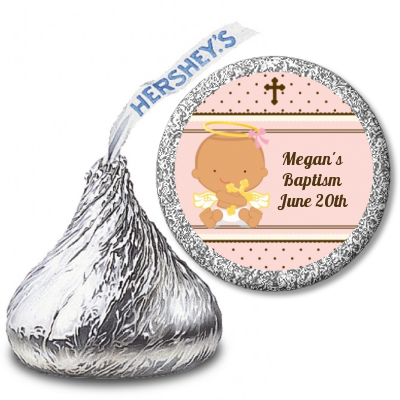 Angel Baby Girl Hispanic - Hershey Kiss Baptism / Christening Sticker Labels