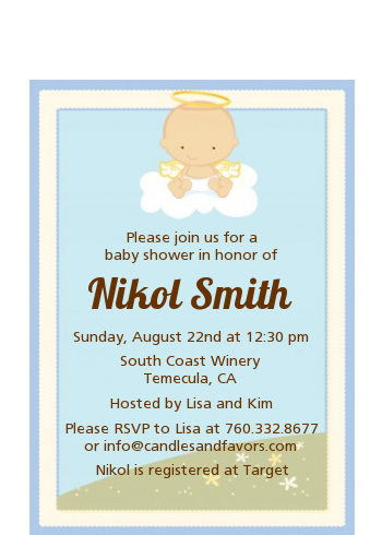 Angel in the Cloud Boy - Baby Shower Petite Invitations