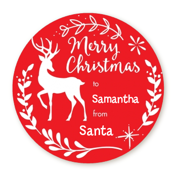  Festive Antlers - Round Personalized Christmas Sticker Labels 
