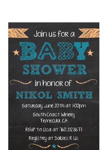 Baby Boy Chalk Inspired - Baby Shower Petite Invitations