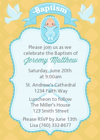 christening invitation for baby boy