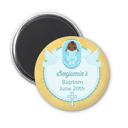  Baby Boy - Personalized Baptism / Christening Magnet Favors Option 1