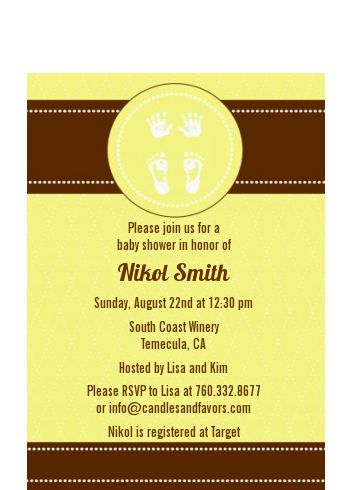 Baby Feet Pitter Patter Neutral - Baby Shower Petite Invitations Neutral