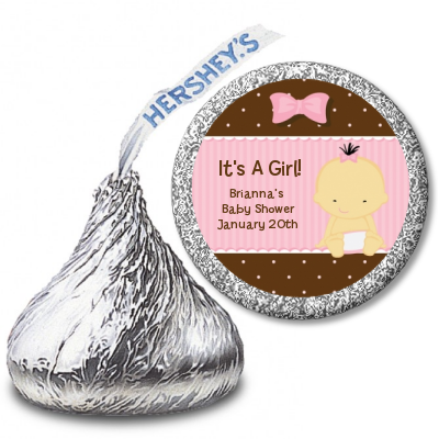 Baby Girl Asian - Hershey Kiss Baby Shower Sticker Labels