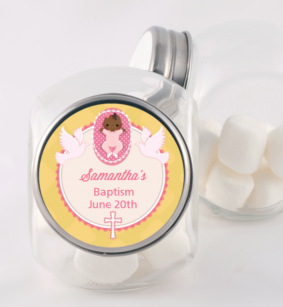  Baby Girl - Personalized Baptism / Christening Candy Jar Option 1