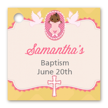  Baby Girl - Personalized Baptism / Christening Card Stock Favor Tags Option 1