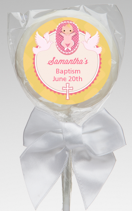  Baby Girl - Personalized Baptism / Christening Lollipop Favors Option 1