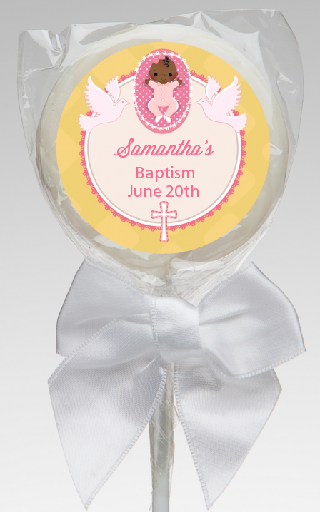  Baby Girl - Personalized Baptism / Christening Lollipop Favors Option 1