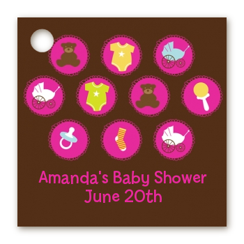 Baby Icons Pink - Personalized Baby Shower Card Stock Favor Tags