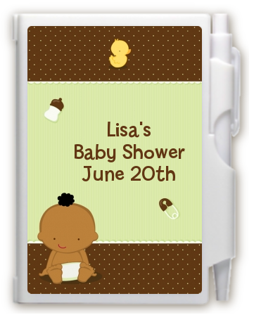 Baby Neutral African American - Baby Shower Personalized Notebook Favor