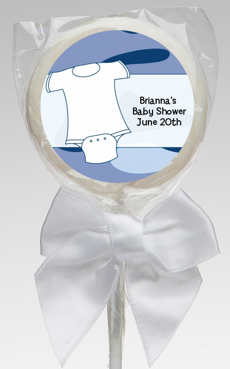  Baby Outfit Camouflage - Personalized Baby Shower Lollipop Favors Blue