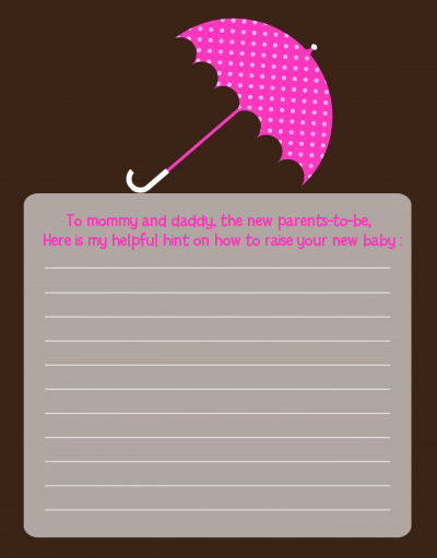 Baby Sprinkle Umbrella Pink - Baby Shower Notes of Advice