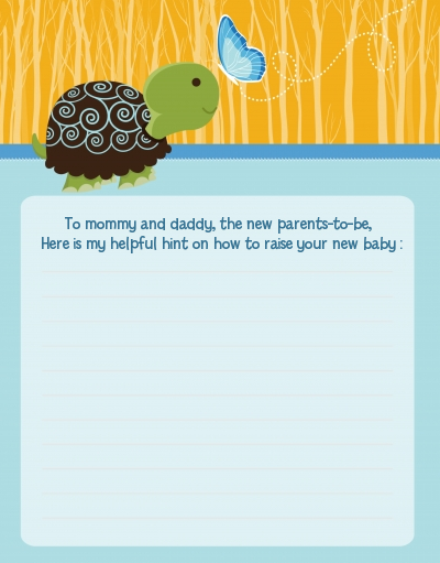 Baby Turtle Blue - Baby Shower Notes of Advice